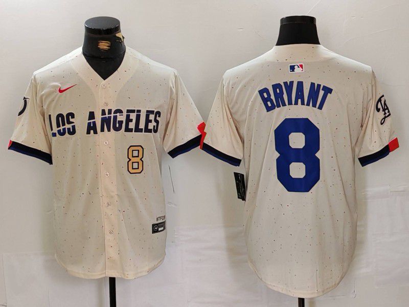 Men Los Angeles Dodgers 8 Bryant Cream Fashion Nike Game MLB Jersey style 2